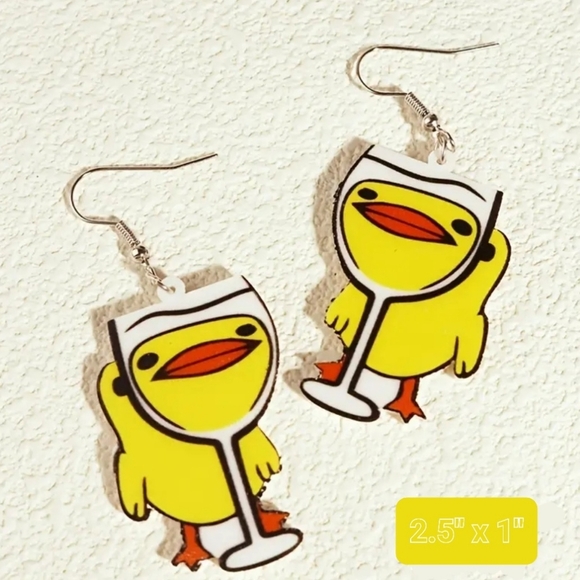 Boozy Duck Earrings NWT - Picture 2 of 2